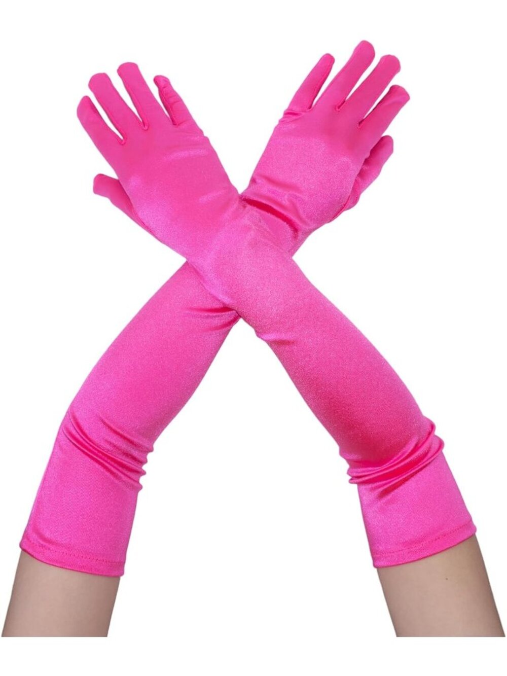 Women fuchsia Elbow Length 1920s Costume Halloween Long Opera Satin Gloves